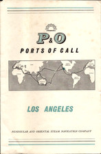 1959 PENINSULAR & ORIENTAL STEAM NAVIGATION CO. ports of call & maps LOS ANGELES picture