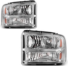 Pair Chrome Headlights For 2005-2007 Ford F250 F350 F450 F550 Super Duty LH+RH picture