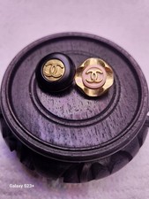 2 X Original & Authentic Resin & Metal Bold CC CHANEL  Replacement Buttons  picture