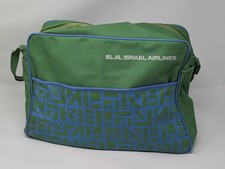 Vintage 1973 El Al Israel Airlines Flight Bag 25th Anniversary Green Carry On picture