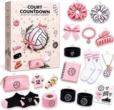 2D Flat Volleyball Advent Calendar 2026, 24-Day Christmas Countdown Set, Pink picture