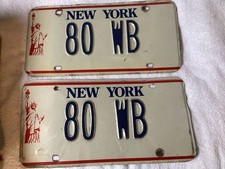 Vtg 1986-2000 New York Liberty License Plate Vanity Set Tag 80 WD picture