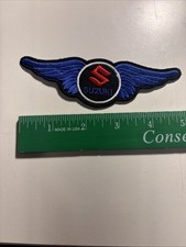 NEW 1 7/8 X 5 7/8 INCH SUZUKI BLUE WINGS IRON ON PATCH picture