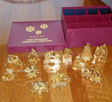 2008 Gold Plated Christmas Ornaments 23 K Danbury Complete Set of 12, Mint picture