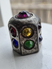 1920s Vintage Multi-Color Jeweled Metal Dash Light/Switch Cover Accessory picture