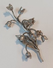 VTG Italian 800 Silver Ornate Lily of the Valley Flower - Moving dangling Buds. picture