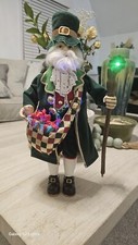Vintage W.M.G. Green Santa Claus Figurine Lighted Staff Polyresin Head picture