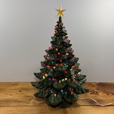 Vintage LIT Ceramic Christmas Tree 23-Inch 3-Tier ATLANTIC MOLD Complete picture