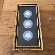 Wedgwood Blue Jasperware 3 Neoclassical Round Cameo Muses Graces Aurora Framed picture