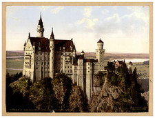 France, Upper Bavaria, Neuschwanstein Castle photochrome, vintage photochrome  picture