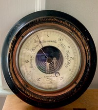 Rare Antique  SHORT & MASON Aneroid Barometer /Wood & Copper London England 1925 picture