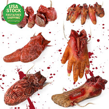 6Pcs Scary Halloween Realistic Bloody Body Parts Haunted House Prop Set Decor picture