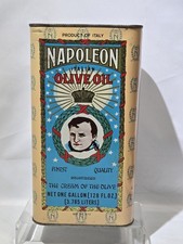 Vtg 1930s Napoleon Italian Olive Oil Tin 1 Gallon Litho Can Portrait Advertising picture