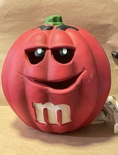 1998 Rare M&M Light Up Pumpkin  9.5” Red M & M Candies Halloween Decoration picture