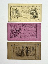 Lot Of 3 Antique Victorian Acquaintance Escort Cards, Love Courting Flirtation picture