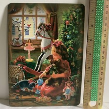 Christmas Decor Holiday VINTAGE STYLE Die Cut Cardboard Rocking Horse 5 X 7” picture