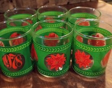 Vintage 1970's  Christmas Poinsettia Votive Candle Holder  Dated 1978 Lot Of 6 picture