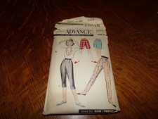 Vintage Advance women's tappered pants & shorts pattern #8595 waist 24