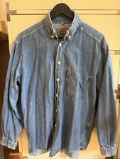 Vintage Armani Jeans Denim Button Down Shirt Men's S Blue USA Made 80s 90s picture