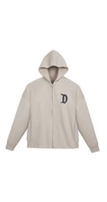 Disney Theme Park Beige Full Zip Front Hoodie with D Logo Adult Medium picture