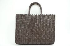 Fendi Vintage Basket Handbag Tote Zucca Pattern Rattan Brown 8436H2 picture