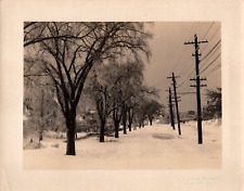 VINTAGE AMERICAN OLD TOWN WARREN AVE SNOWY DAY 1930s E P McLAUGHLIN Photo Y 414 picture