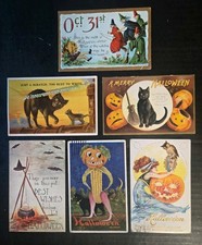 Lot of 6 Halloween postcards Pumpkin JOL Corn witch Man Bernhardt Wall picture