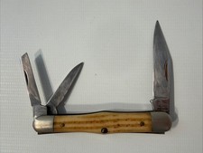 Vintage Queen Cutlery 48 Swell Center Splitback Whittler Knife Jigged Bone USA  picture