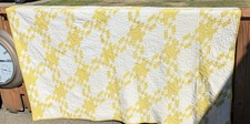 BEAUTIFUL Antique Yellow Calico  Hand & Machine Quilt 80