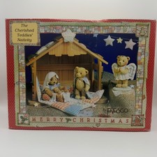 Vintage Enesco Cherished Teddies Maria Josh Baby Nativity Set 950688H 1992 Box picture