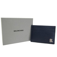 Balenciaga B Leather Card Case Navy Italy picture
