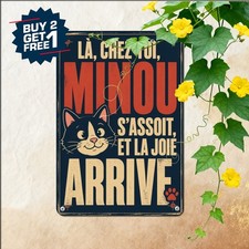 Vintage French Cats Art Poster Retro Feline Animal Room Metal Tin Plaque picture