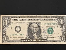 Dollar by the Lubavitcher Rebbe $1 Banknote that was given to me in 1988 picture