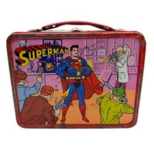 Vintage Superman Lunch Box Vintage 1967 DC Comics Metal Red Retro Marvel Rare picture
