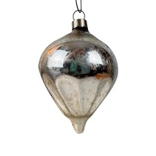 Fluted Parachute HEIM Glass Christmas Ornament Silver Pre War US of A 3.25