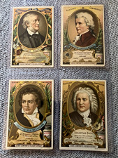 1893 Liebig 4 Rookie Card Grails: Mozart, Beethoven, Bach, Wagner (VGEX) RARE picture