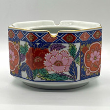 VTG Japanese Mino Ware Porcelain Ashtray Trinket Dish Imari Floral Keizan M382 picture