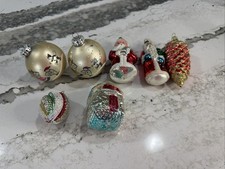 Lot of 7 Vintage Mercury Glass Christmas Ornaments House Pinecone Santa Germany  picture