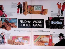 1966 Nabisco Cookies Oreo Fig Newton Find Word Cookie Game Print Ad LIFE March 4 picture