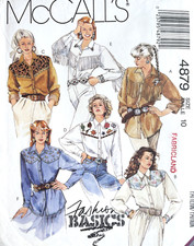 1990's McCall's Misses' Western Shirt Pattern 4879 Size 10 UNCUT picture