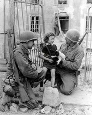 US Soldiers Helping Young Civilian Girl 8x10 Photo Print WWII HT41362225 picture