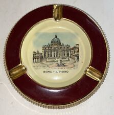 Vintage Roma S Pietro Italian Pottery with Gilded Gold Ashtray, Made in Italy  picture