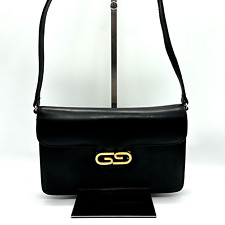 Gucci Shoulder Bag Learher Interlocking Black Authentic picture