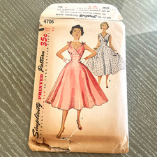 Simplicity 4706 Junior Misses Misses One-Piece Dress Sewing Pattern Vintage 50s picture