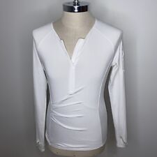 Athleta Womens Shirt Sz S White  1/4 Zip Neck Top Ruched Athletic Long Sleeve picture