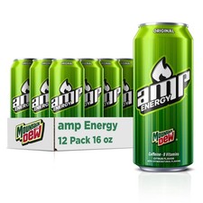 Mountain Dew AMP Energy Drink, Original, 16 fl 16 Fl Oz (Pack of 12), Yellow picture