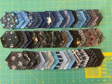 Lot of 60 Antique c1900 Pre-cut Hexagon Quilt Blocks Pieces picture