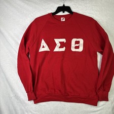 Vintage Jerzees Delta Sigma Theta Sweatshirt XL Red Sorority USA Greek Letters picture