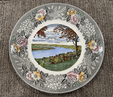 LEAVENWORTH OVERLOOK IN OXBOW BEND OH RIVER OLD ENGLISH STAFFORDSHIRE PLATE EUC picture