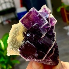 154g Rare transparent purple cubic fluorite mineral crystal sample/China picture
